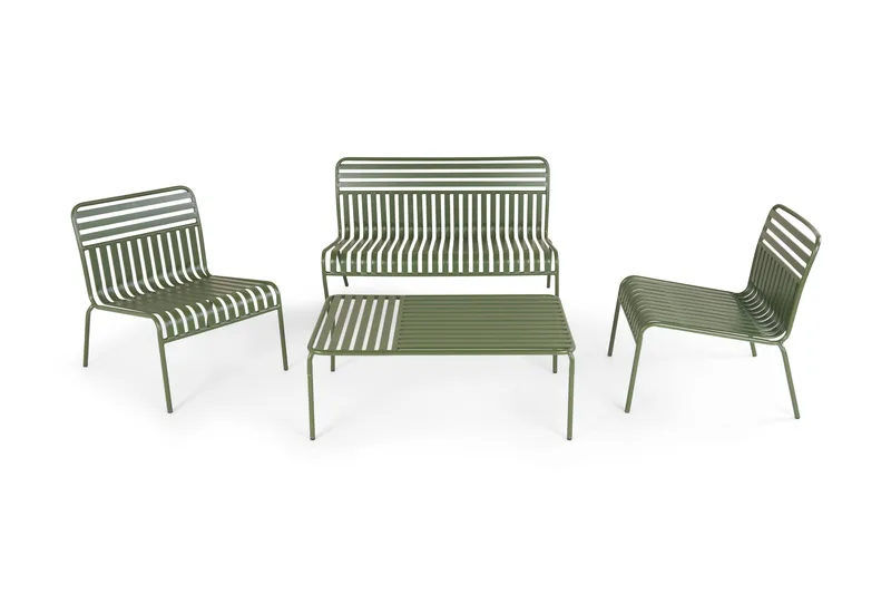 Jarva liten 4-seters sofagruppe utendørs i metall - Oliv - Hage - Utemiljø - Veranda & terrasse - Verandamøbler