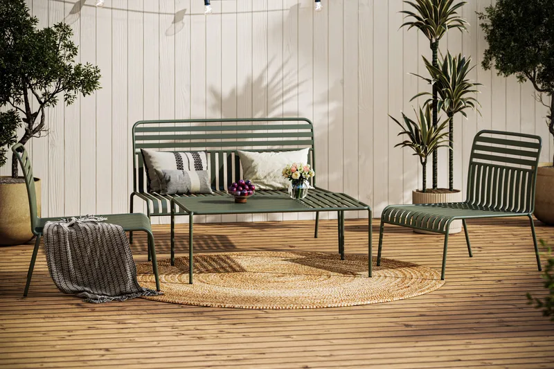 Jarva liten 4-seters sofagruppe utendørs i metall - Oliv - Hage - Utemiljø - Veranda & terrasse - Verandamøbler