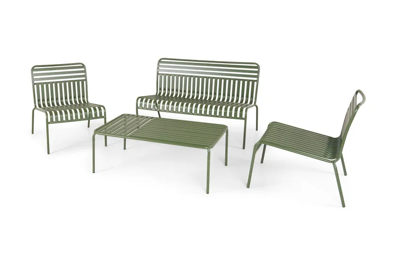 Jarva liten 4-seters sofagruppe utendørs i metall - Oliv - Hage - Utemiljø - Veranda & terrasse - Verandamøbler