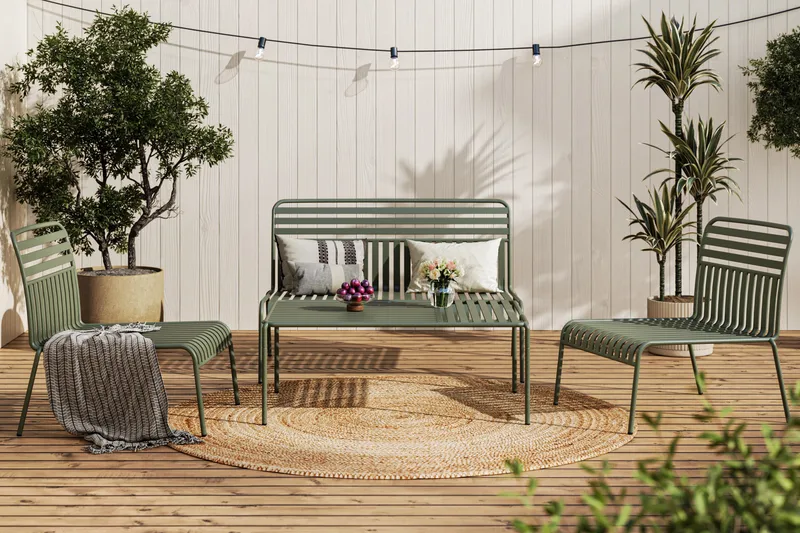 Jarva liten 4-seters sofagruppe utendørs i metall - Oliv - Hage - Utemiljø - Veranda & terrasse - Verandamøbler