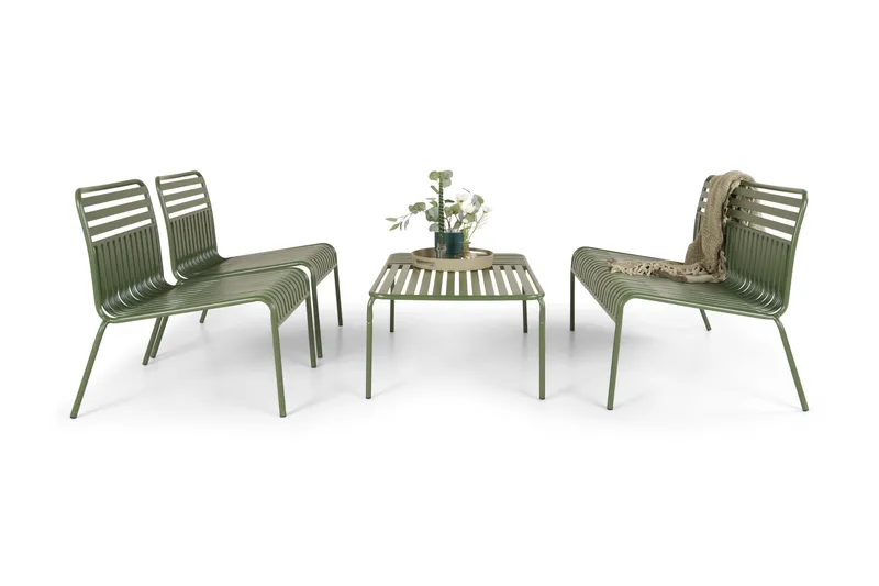 Jarva liten 4-seters sofagruppe utendørs i metall - Oliv - Hage - Utemiljø - Veranda & terrasse - Verandamøbler