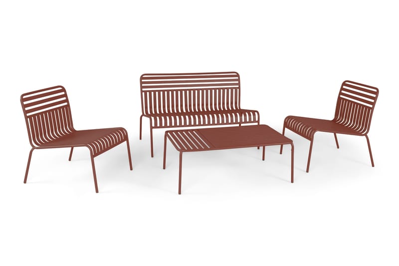 Jarva liten 4-seters sofagruppe utendørs i metall - Rød - Hage - Utemiljø - Veranda & terrasse - Verandamøbler