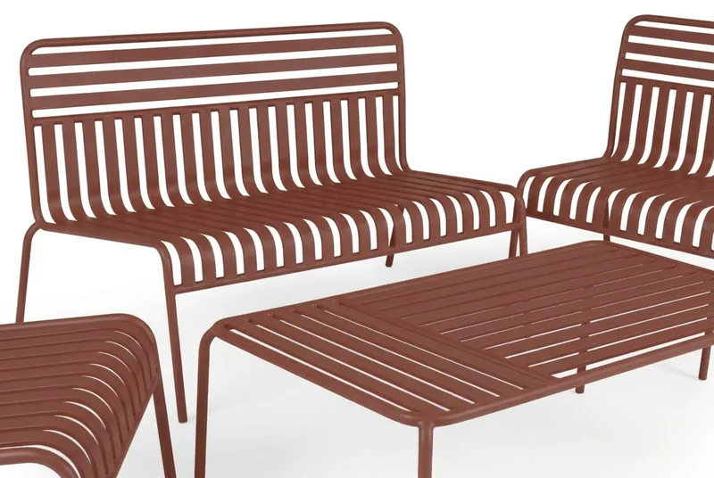 Jarva liten 4-seters sofagruppe utendørs i metall - Rød - Hage - Utemiljø - Veranda & terrasse - Verandamøbler