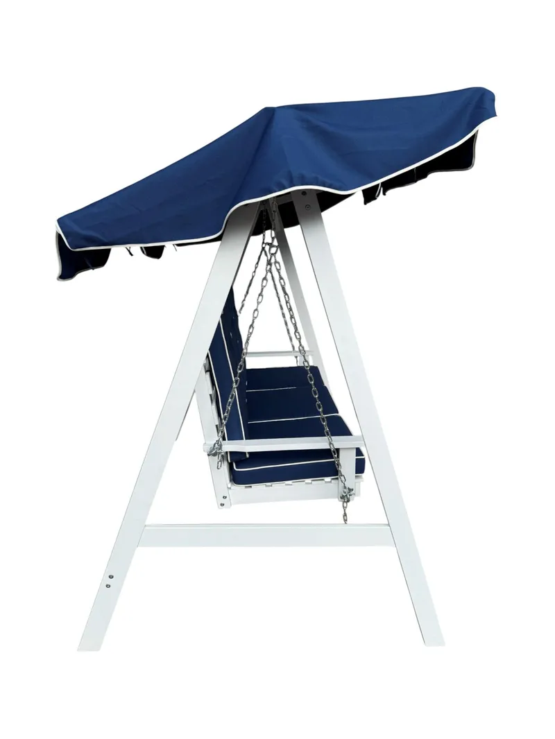 Landet Hammock Gyngesofa med tak i akasie tre inkludert puter 195x125x159 - Hvit - Hagemøbler - Utesofa - Hammocker