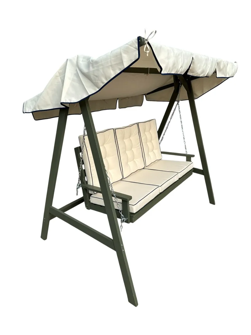 Landet Hammock Gyngesofa med tak i akasie tre inkludert puter 195x125x159 - Mørkegrønn - Hagemøbler - Utesofa - Hammocker