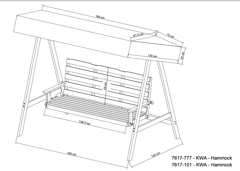 Landet hengekøye utendørs 195x125x159 inkl. tak - Mørkegrønn - Hagemøbler - Utesofa - Hammocker