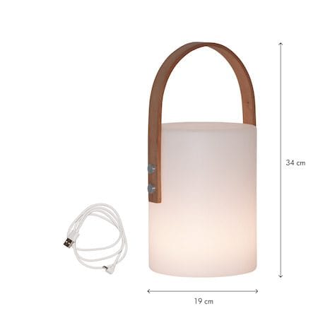 Lucie Lykt 19 cm - hvit med brunt håndtak - Hage - Utemiljø - Hagedekorasjon - Hagefigurer & hagepynt - Utelykt