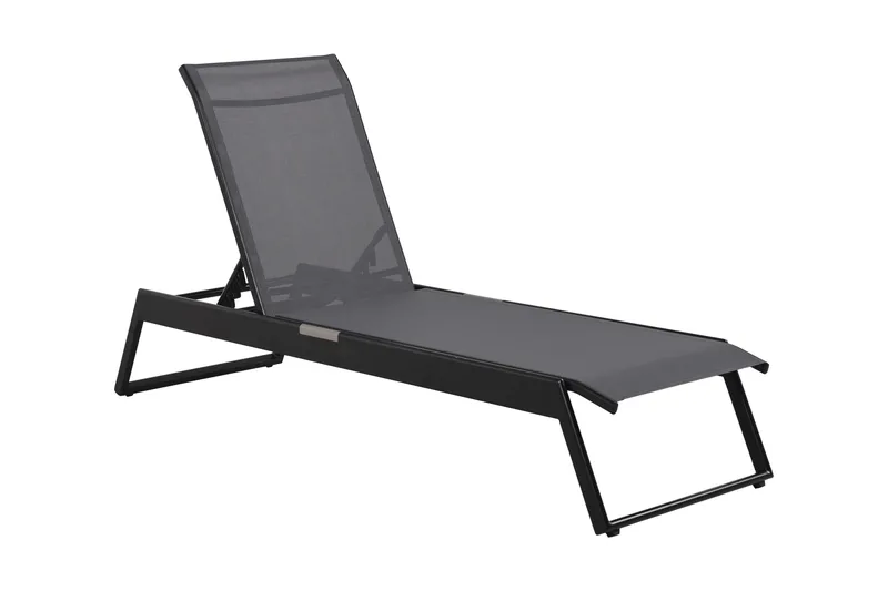 Monaco solseng med justerbar rygg i aluminium, grå tekstil, Svart