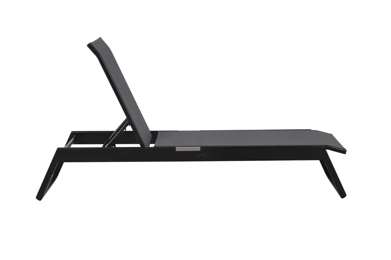 Monaco solseng med justerbar rygg i aluminium, grå tekstil - Svart - Hagemøbler - Stoler & Lenestoler - Solseng & solvogner