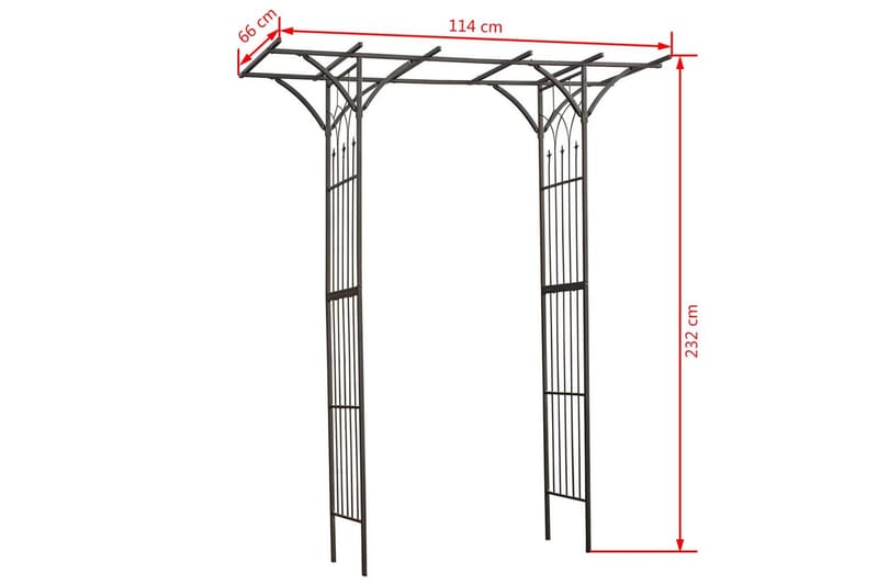 Nature Hagebue metall 114x66x232 cm svart - Rosebue - Hagefigurer & hagepynt