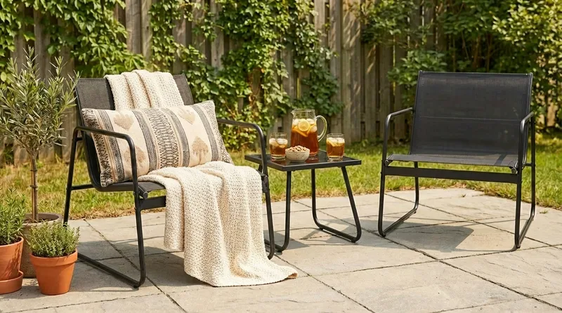 Pelanda caféssett utendørs - Svart - Hage - Utemiljø - Veranda & terrasse - Verandamøbler