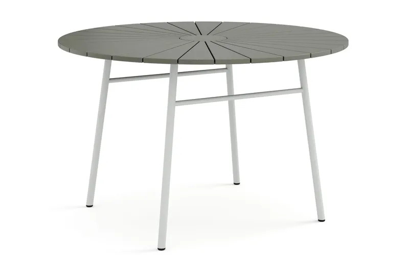 Tunis spisebord utendørs 120 cm rundt, Hvit/Grå