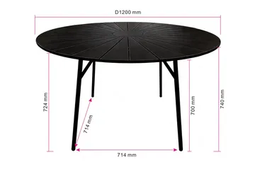 Tunis spisebord utendørs 120 cm rundt - Svart/Svart - Hagemøbler - Hagebord - Spisebord ute