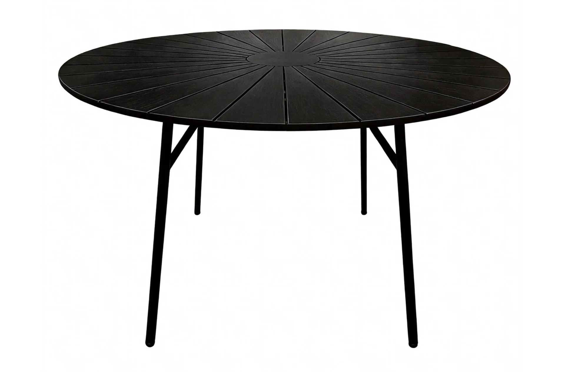 Tunis spisebord utendørs 120 cm rundt - Svart/Svart