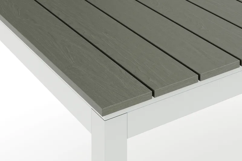 Tunis spisebord utendørs 205/305x90 cm rektangulært uttrekkbart - Hvit/Grå - Hagemøbler - Hagebord - Spisebord ute