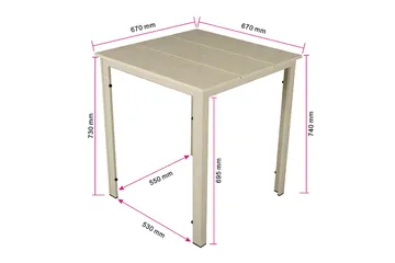 Tunis utekafébord 70x70 cm - Beige/Beige - Hagemøbler - Balkong - Balkongmøbler - Balkongbord
