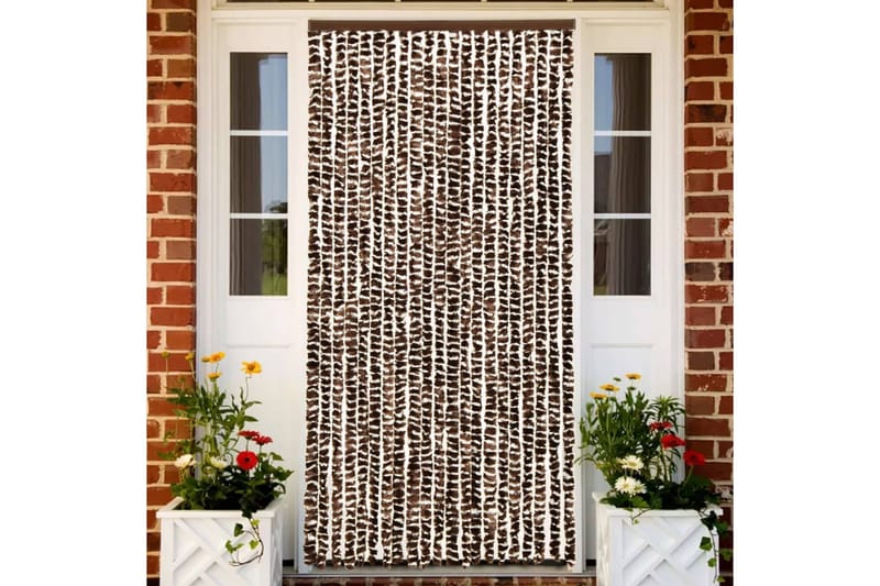 Insektgardin brun og hvit 90x220 cm chenille - Brun - Hage - Utemiljø - Hagedekorasjon - Myggnett