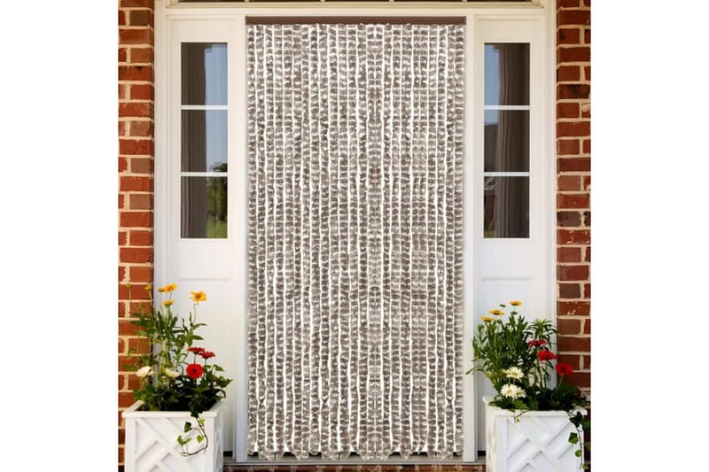 Insektgardin gråbrun og hvit 100x220 cm chenille - Taupe - Hage - Utemiljø - Hagedekorasjon - Myggnett