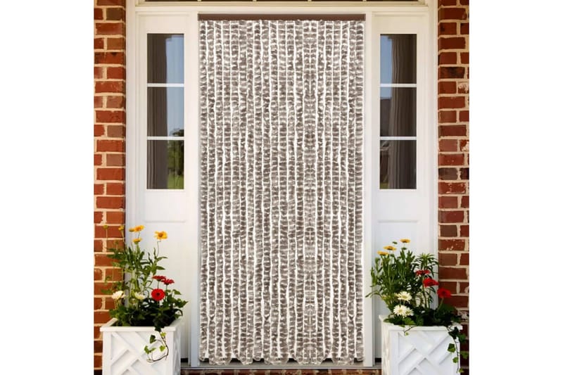 Insektgardin gråbrun og hvit 90x220 cm chenille - Taupe - Hage - Utemiljø - Hagedekorasjon - Myggnett