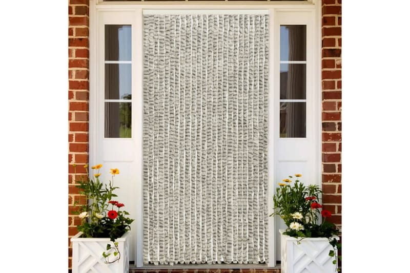 Insektsgardin lyse- og mørkegrå 100x220 cm chenille - Grå - Hage - Utemiljø - Hagedekorasjon - Myggnett