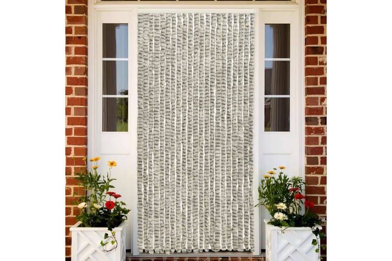 Insektsgardin lyse- og mørkegrå 90x220 cm chenille - Grå - Hage - Utemiljø - Hagedekorasjon - Myggnett