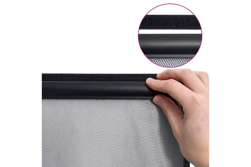 Insektskjerm for dør med 4-delers nettgardin svart 240x240cm - Svart - Hage - Utemiljø - Hagedekorasjon - Myggnett