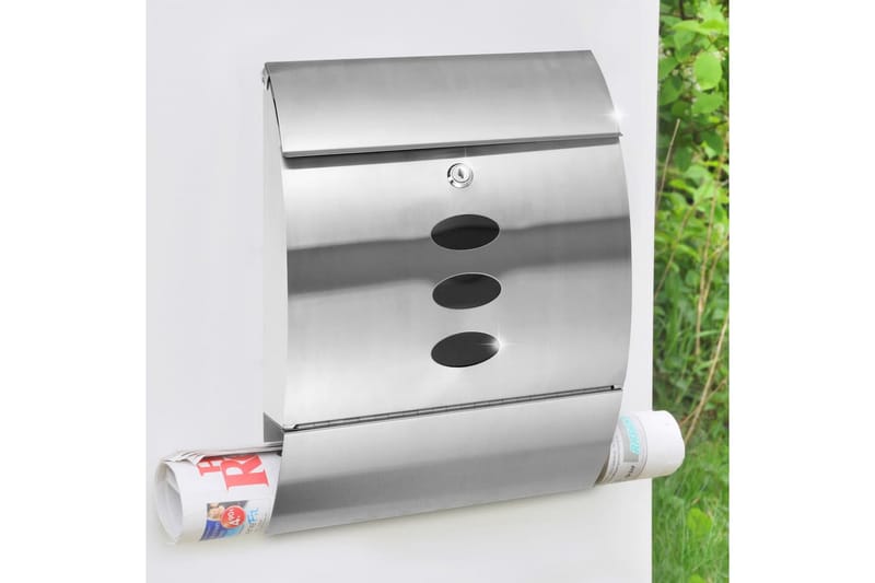 HI Postkasse rustfritt stål 30x12x40 cm - Hage - Utemiljø - Hagedekorasjon - Postkasse - Brevkasse