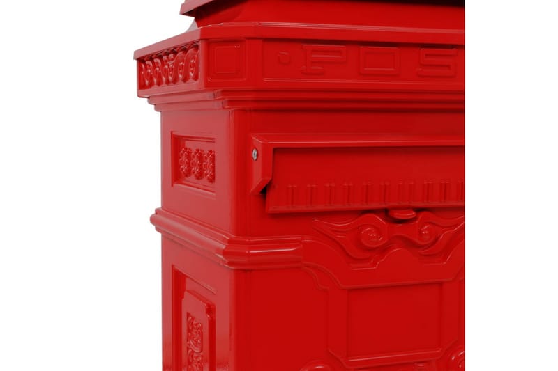 Postkasse på søyle aluminium gammeldags rustbestandig rød - Postkasse - Brevkasse
