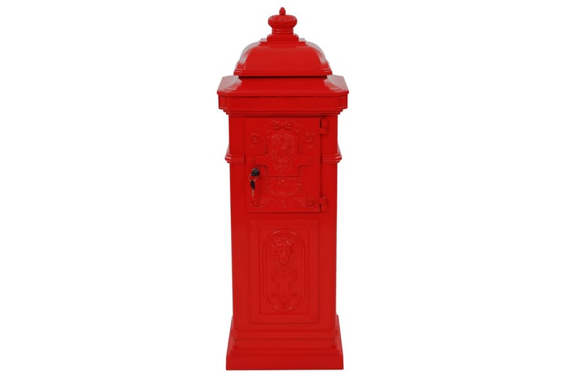Postkasse på søyle aluminium gammeldags rustbestandig rød - Postkasse - Brevkasse