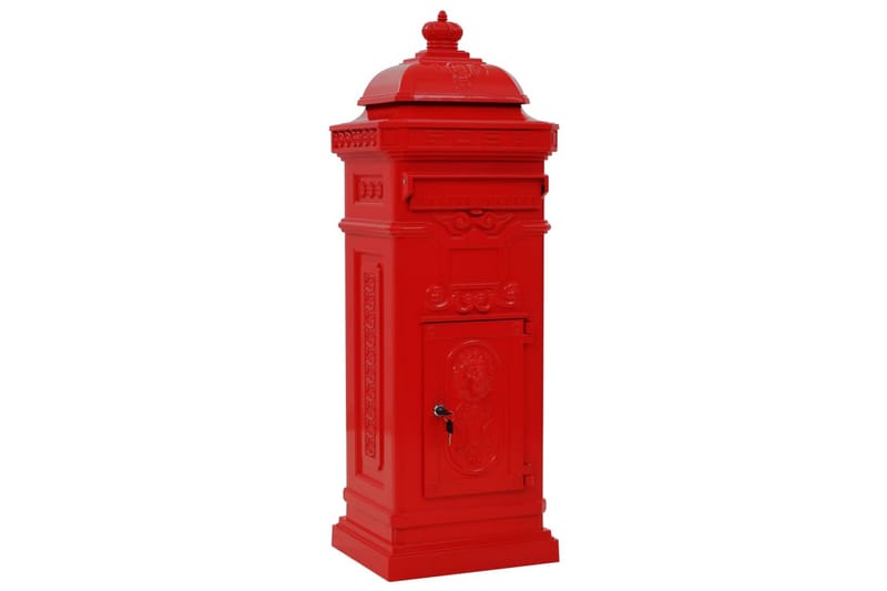 Postkasse på søyle aluminium gammeldags rustbestandig rød - Brevkasse - Postkasse