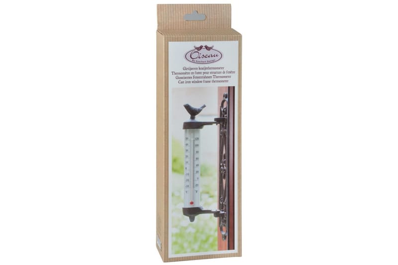 Esschert Design Veggtermometer brun støpejern BR20 - Hage - Utemiljø - Hagedekorasjon - Regn & temperatur - Utetermometer