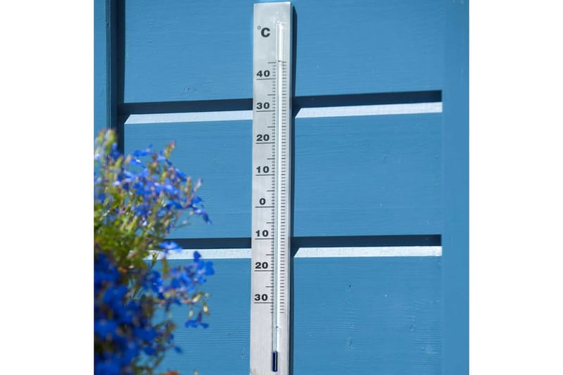 Nature Utendørs veggtermometer aluminium 3,8x0,6x37 cm - Hage - Utemiljø - Hagedekorasjon - Regn & temperatur - Utetermometer