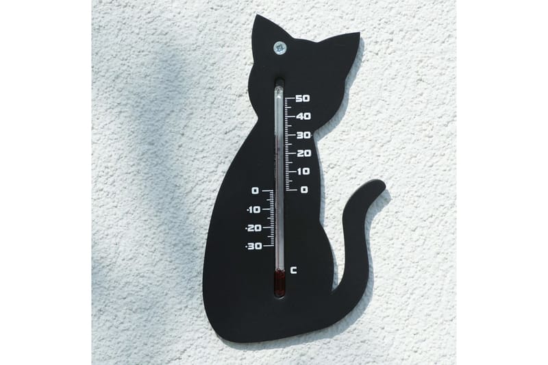 Nature Utendørs veggtermometer katt svart - Hage - Utemiljø - Hagedekorasjon - Regn & temperatur - Utetermometer