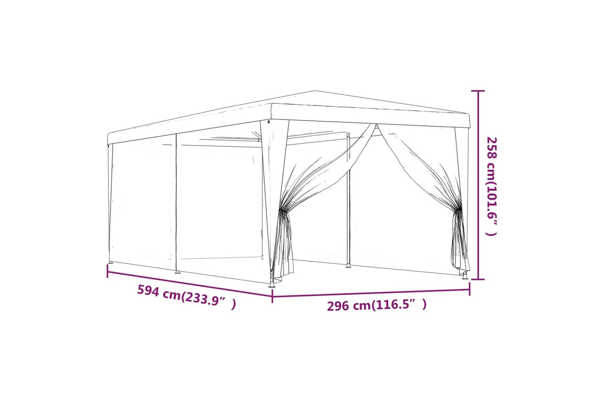 beBasic Festtelt med 6 sidevegger av netting antrasitt 3x6 m HDPE - AntrasittgrÃ¥ - Hage - Utemiljø - Utendørsoppbevaring - Hagetelt & oppbevaringstelt - Partytelt