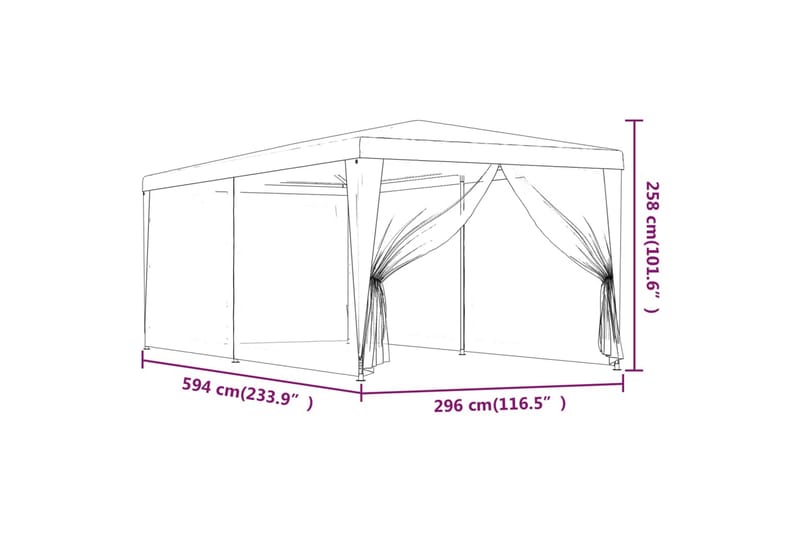 beBasic Festtelt med 6 sidevegger av netting antrasitt 3x6 m HDPE - AntrasittgrÃ¥ - Hage - Utemiljø - Utendørsoppbevaring - Hagetelt & oppbevaringstelt - Partytelt