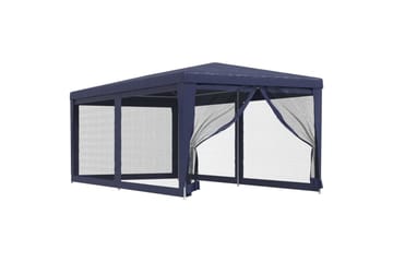 beBasic Festtelt med 6 sidevegger av netting blå 3x6 m HDPE - BlÃ¥ - Hage - Utemiljø - Utendørsoppbevaring - Hagetelt & oppbevaringstelt - Partytelt