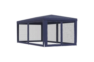 beBasic Festtelt med 6 sidevegger av netting blå 3x6 m HDPE - BlÃ¥ - Hage - Utemiljø - Utendørsoppbevaring - Hagetelt & oppbevaringstelt - Partytelt