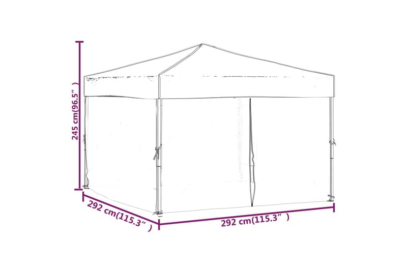 beBasic Sammenleggbart festtelt med sidevegger hvit 3x3 m - Hvit - Partytelt - Hagetelt & oppbevaringstelt