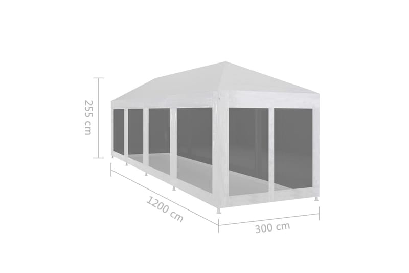 Festtelt med 10 sidevegger av netting 12x3 m - Partytelt - Hagetelt & oppbevaringstelt