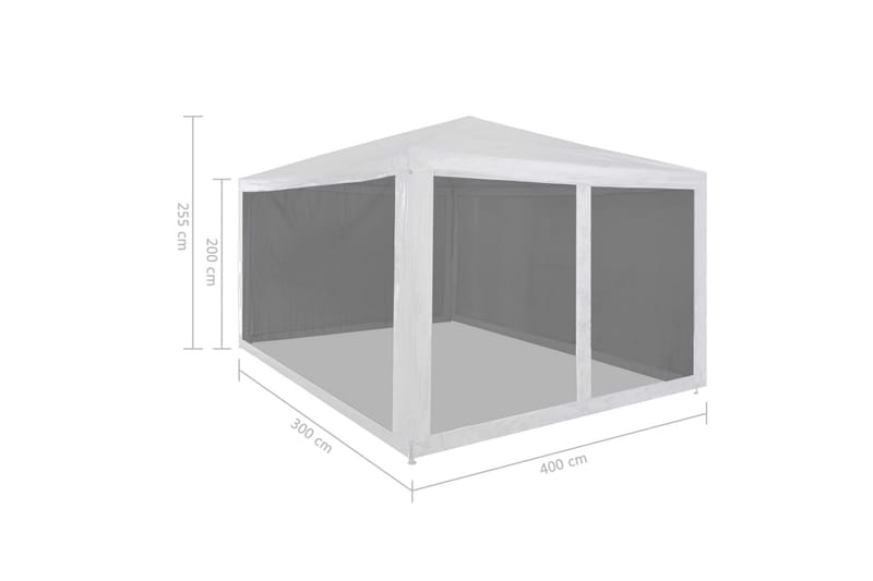 Festtelt med 4 sidevegger av netting 4x3 m - Partytelt - Hagetelt & oppbevaringstelt