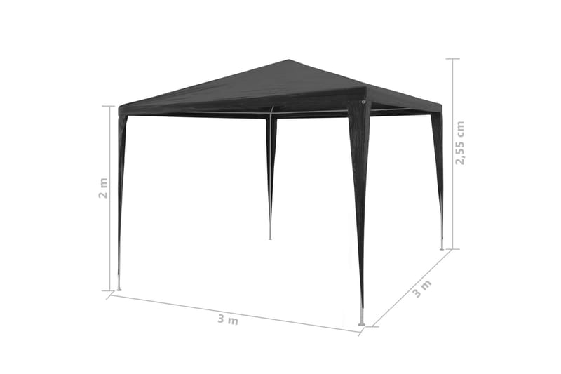 Festtelt PE 3x3 m antrasitt - Partytelt - Hagetelt & oppbevaringstelt