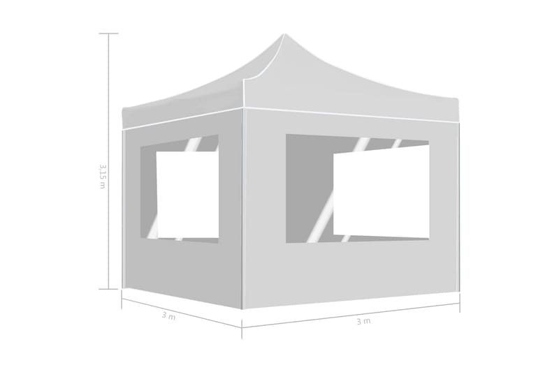 Foldbart festtelt med vegger aluminium 3x3 m hvit - Hvit - Hage - Utemiljø - Utendørsoppbevaring - Hagetelt & oppbevaringstelt - Partytelt
