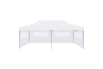 Foldbart popup festtelt med sidevegger 3x6 m stål hvit - Hage - Utemiljø - Utendørsoppbevaring - Hagetelt & oppbevaringstelt - Partytelt