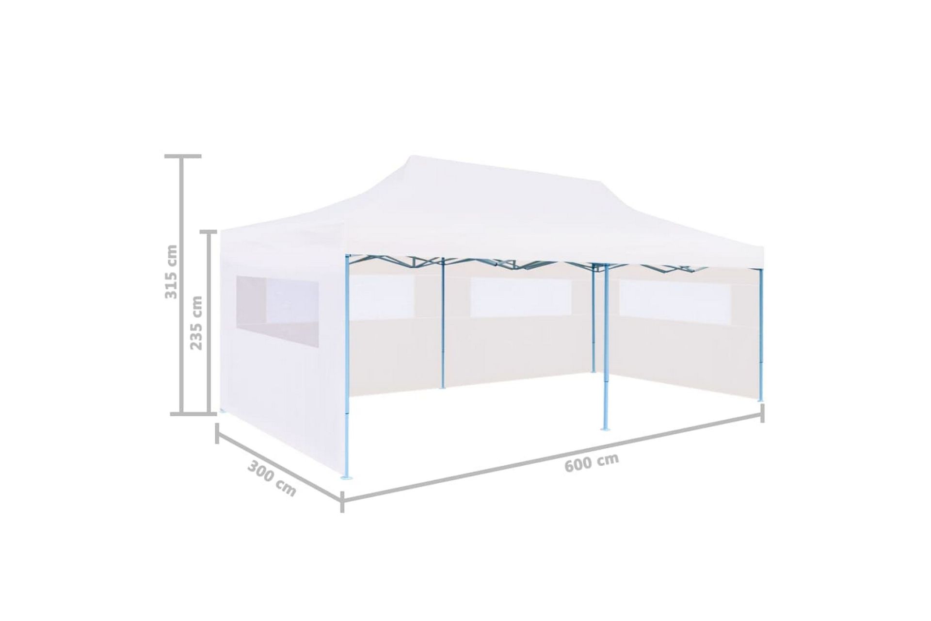Foldbart popup festtelt med sidevegger 3x6 m stål hvit - Hage - Utemiljø - Utendørsoppbevaring - Hagetelt & oppbevaringstelt - Partytelt