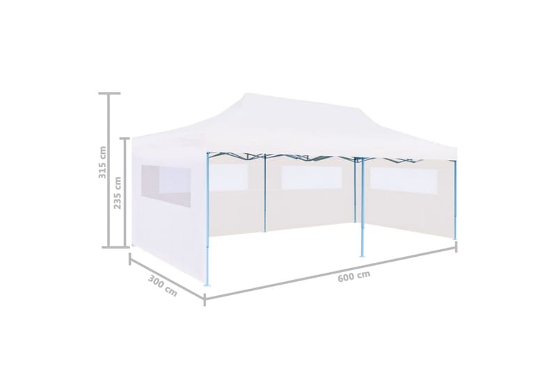 Foldbart popup festtelt med sidevegger 3x6 m stål hvit - Hage - Utemiljø - Utendørsoppbevaring - Hagetelt & oppbevaringstelt - Partytelt