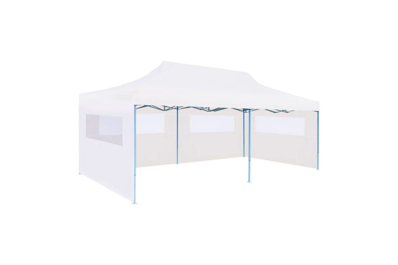 Foldbart popup festtelt med sidevegger 3x6 m stål hvit - Hage - Utemiljø - Utendørsoppbevaring - Hagetelt & oppbevaringstelt - Partytelt