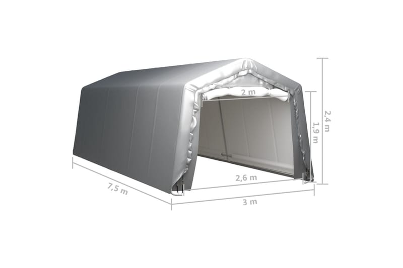 Oppbevaringstelt 300x750 cm stål grå - Grå - Hage - Utemiljø - Utendørsoppbevaring - Hagetelt & oppbevaringstelt