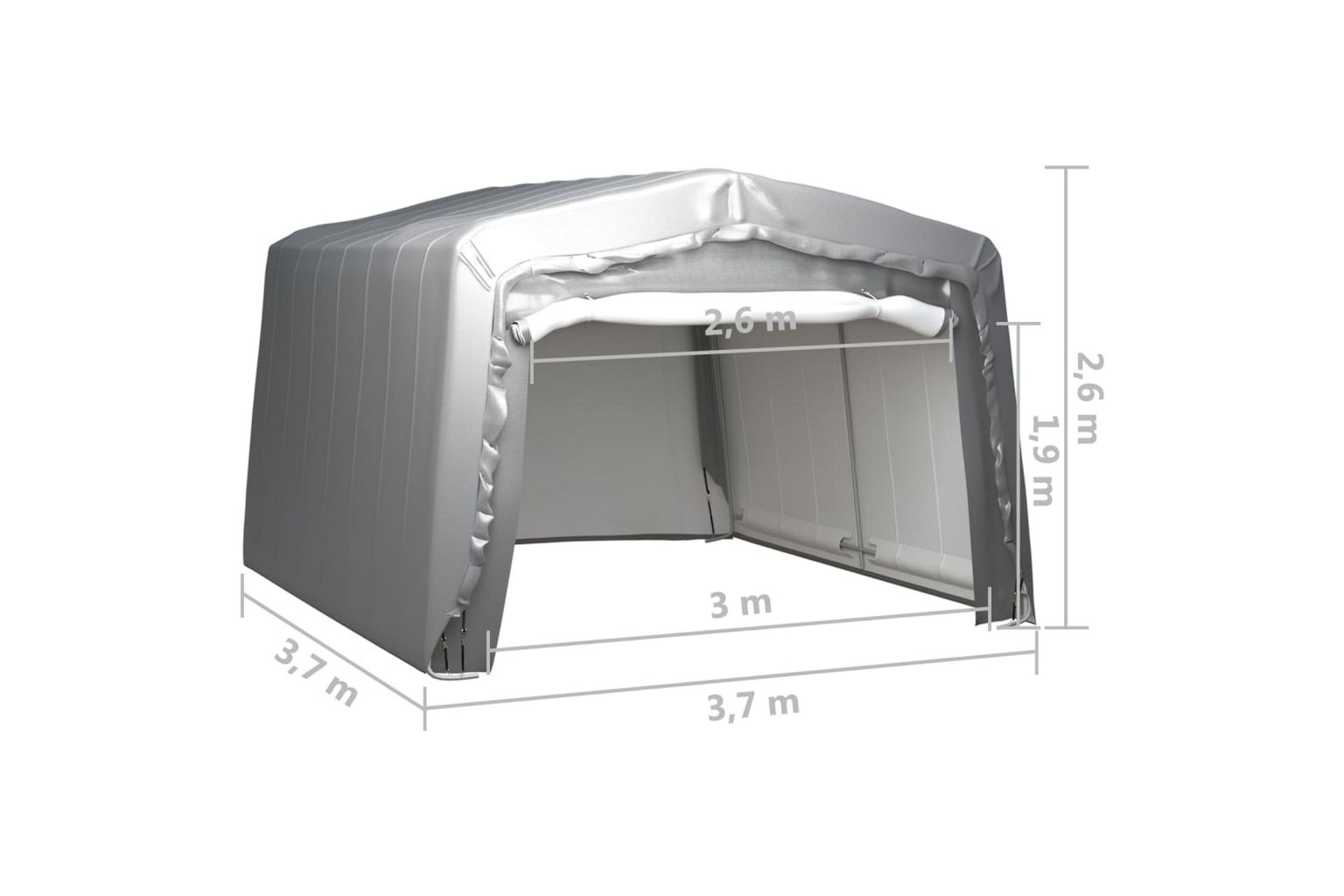 Oppbevaringstelt 370x370 cm stål grå - Grå - Hage - Utemiljø - Utendørsoppbevaring - Hagetelt & oppbevaringstelt