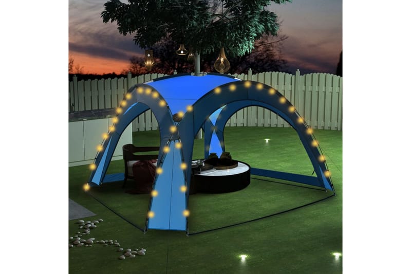 Partytelt med LED og 4 sidevegger 3,6x3,6x2,3 m blå - Blå - Partytelt - Hagetelt & oppbevaringstelt