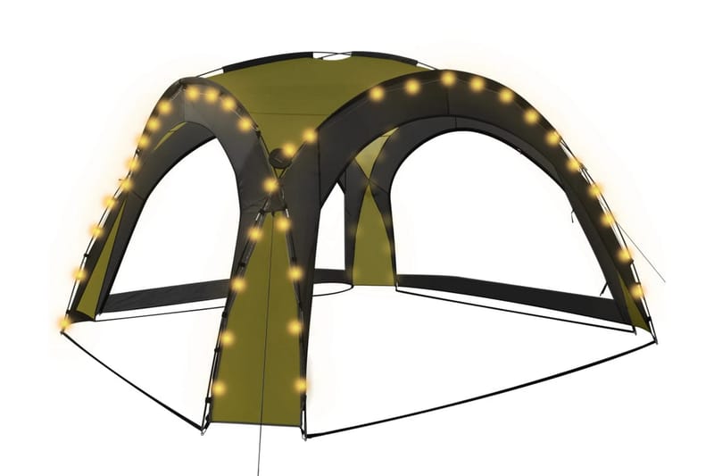 Partytelt med LED og 4 sidevegger 3,6x3,6x2,3 m grønn - Grønn - Partytelt - Hagetelt & oppbevaringstelt